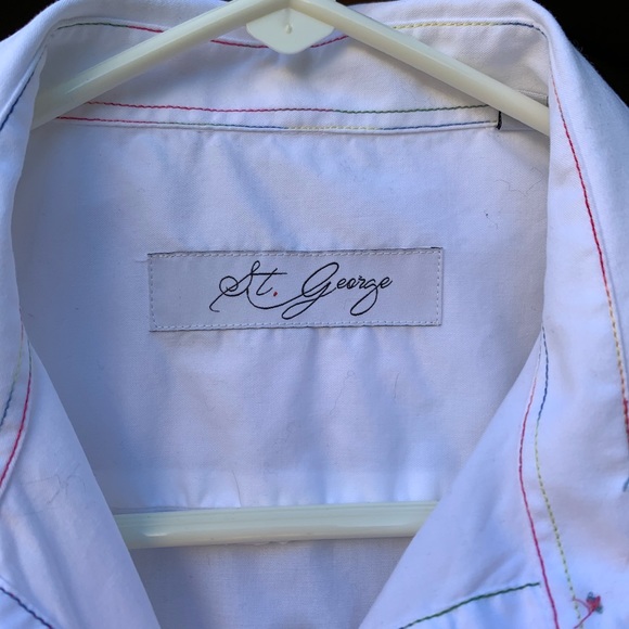 White shirt w/multi color stitchings - Picture 6 of 10